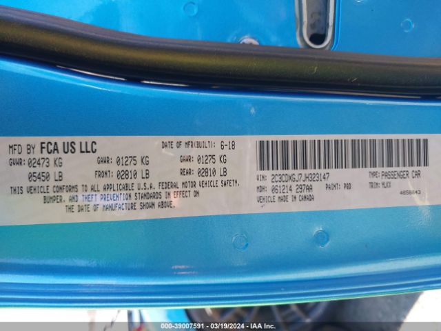 2C3CDXGJ7JH323147 Dodge Charger Daytona 392 Rwd