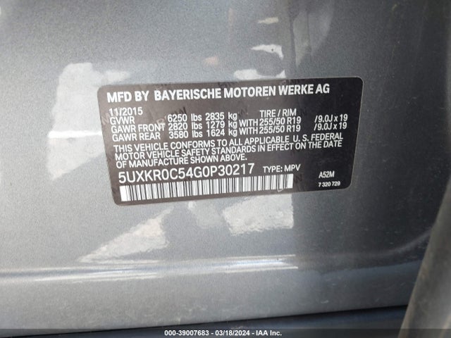 BMW X5 Xdrive35i 2016 5UXKR0C54G0P30217 Image 9