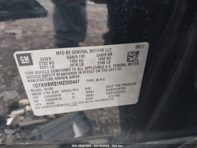 1GYKNBRS1HZ300447 Cadillac XT5 LUXURY