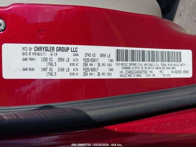 Dodge Grand Caravan Sxt 2014 2C4RDGCG4ER427594 Image 9