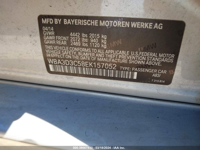 BMW 328D 2014 WBA3D3C58EK157052 Image 9
