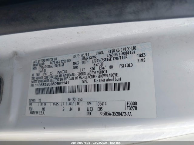 Ford E-350 Super Duty Xlt 2014 1FBSS3BL6EDB01141 Image 9