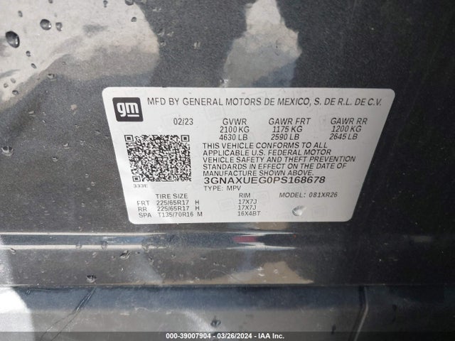 Chevrolet Equinox Awd Lt 2023 3GNAXUEG0PS168678 Image 9