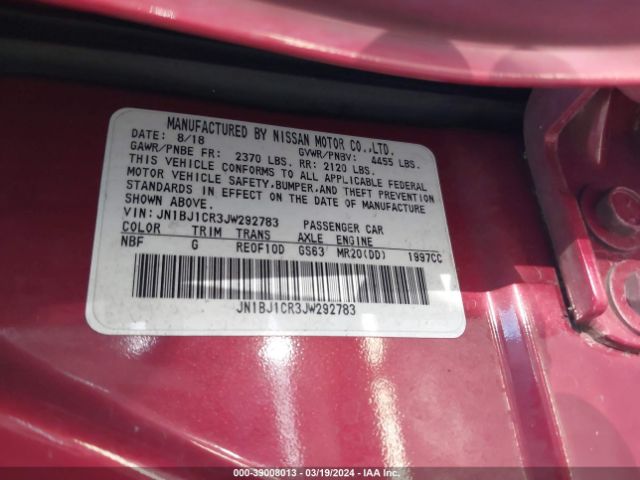 JN1BJ1CR3JW292783 Nissan Rogue Sport Sl