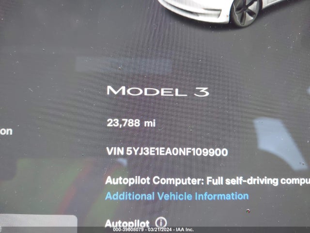 Tesla Model 3 Rear-wheel Drive 2022 5YJ3E1EA0NF109900 Image 7