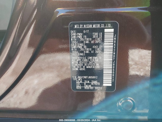 Nissan ARMADA SV 2018 JN8AY2ND7J9050612 Image 9