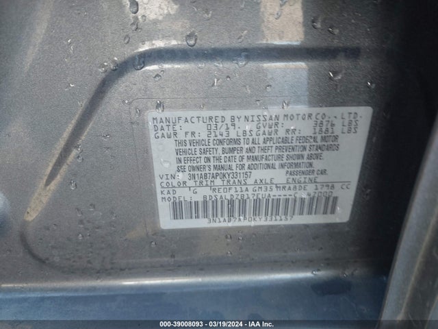 Nissan SENTRA SV 2019 3N1AB7AP0KY331157 Image 9