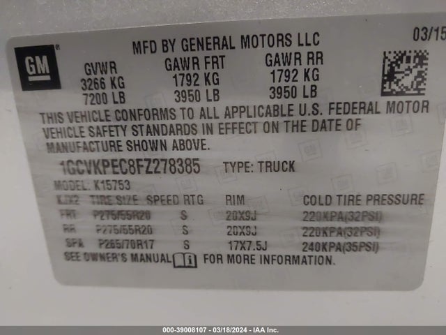 Chevrolet Silverado 1500 Ls 2015 1GCVKPEC8FZ278385 Image 9