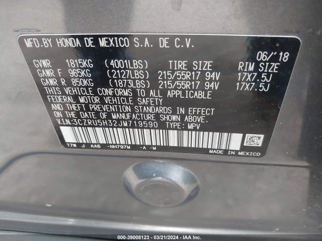 Honda HR-V LX 2018 3CZRU5H32JM719590 Image 9
