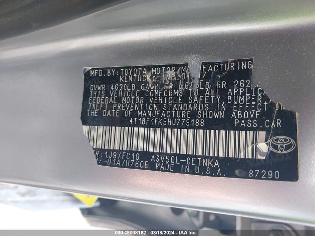 Toyota CAMRY LE 2017 4T1BF1FK5HU779188 Image 9