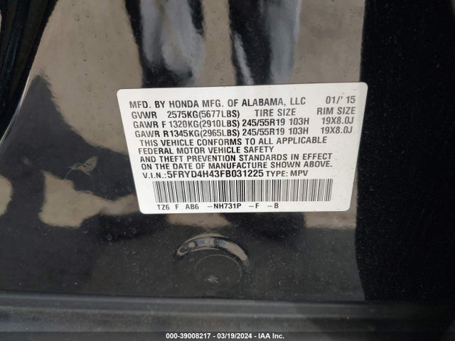 Acura Mdx Technology Package 2015 5FRYD4H43FB031225 Image 9