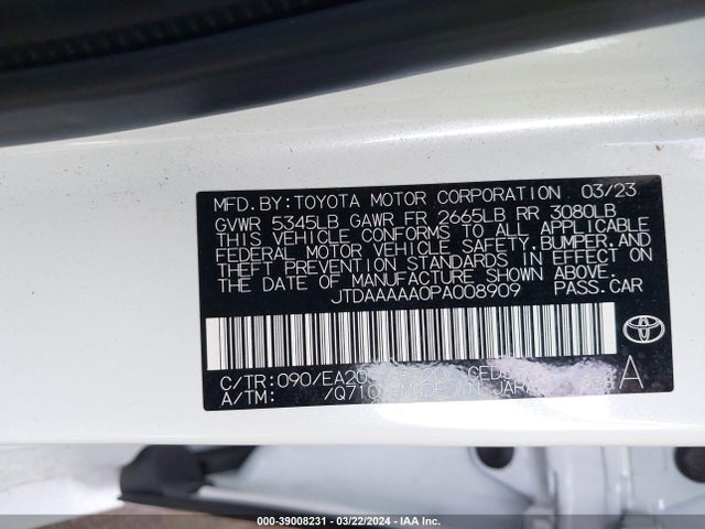 Toyota Mirai Xle 2023 JTDAAAAA0PA008909 Image 9