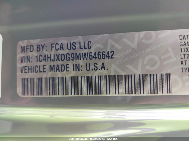 1C4HJXDG9MW646642 Jeep Wrangler Unlimited Willys 4x4