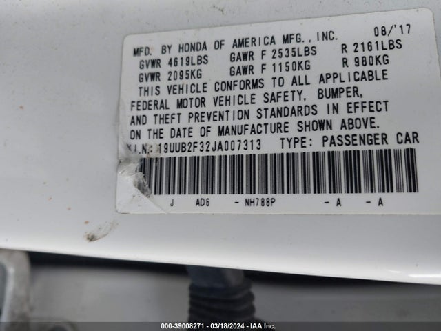 Acura TLX 2018 19UUB2F32JA007313 Image 9