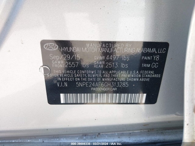 Hyundai SONATA SE 2016 5NPE24AF6GH313285 Image 9