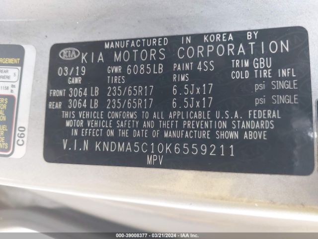 KNDMA5C10K6559211 KIA Sedona L