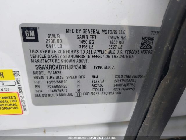 5GAKRCKD7HJ213406 Buick Enclave Premium