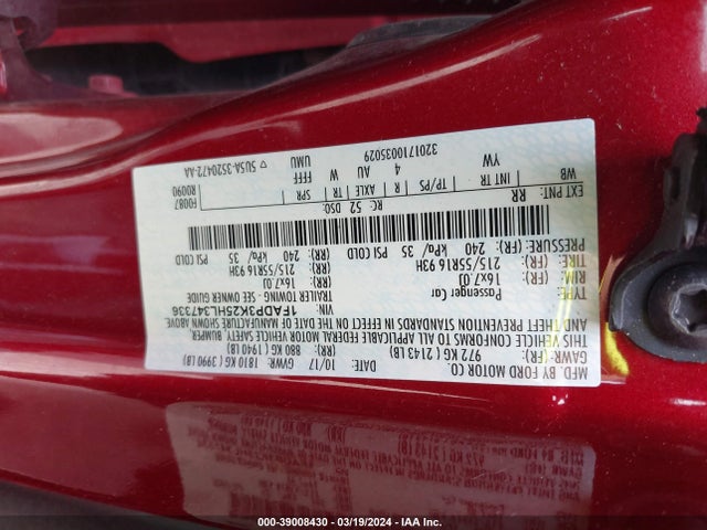 Ford FOCUS SE 2017 1FADP3K25HL347336 Image 9