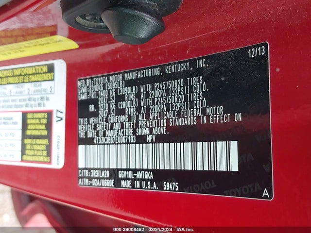 Toyota Venza Xle V6 2014 4T3ZK3BB7EU067103 Image 9