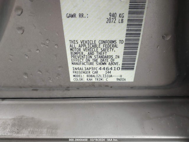 Nissan Altima 2.5 Sv 2015 1N4AL3AP3FC446410 Image 9