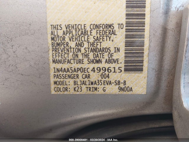 Nissan Maxima 3.5 Sv 2014 1N4AA5AP0EC499615 Image 9