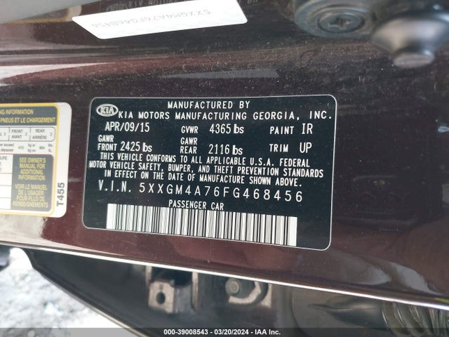 KIA Optima Lx 2015 5XXGM4A76FG468456 Image 9