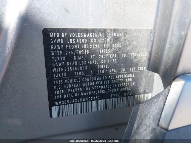 2013 VOLKSWAGEN TIGUAN WVGBV7AX5DW503357 Photo 8
