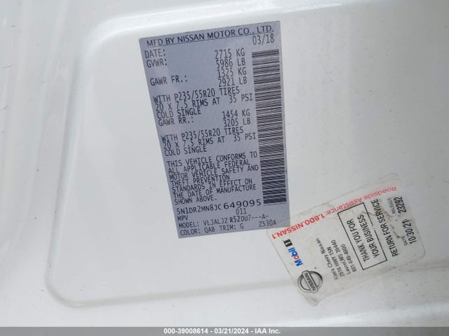 Nissan Pathfinder Platinum 2018 5N1DR2MN8JC649095 Image 9