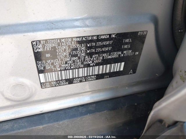 Toyota Rav4 Xle 2020 2T3W1RFV0LW070788 Image 9