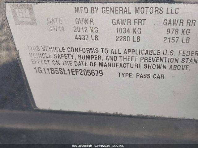 1G11B5SL1EF205679 Chevrolet Malibu 1ls