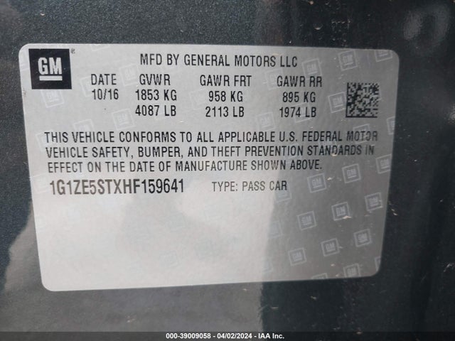 Chevrolet MALIBU 1LT 2017 1G1ZE5STXHF159641 Image 9