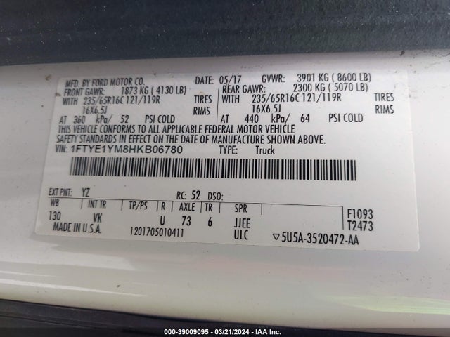 Ford Transit-150 2017 1FTYE1YM8HKB06780 Image 9