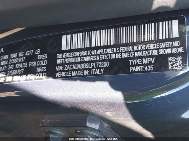ZACNJABB9LPL72200 Jeep Renegade Latitude Fwd