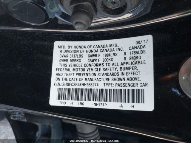 2HGFC2F5XHH563274 Honda Civic Lx