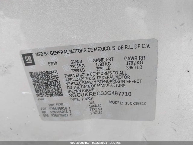 Chevrolet Silverado 1500 2lt 2018 3GCUKREC3JG497710 Image 9