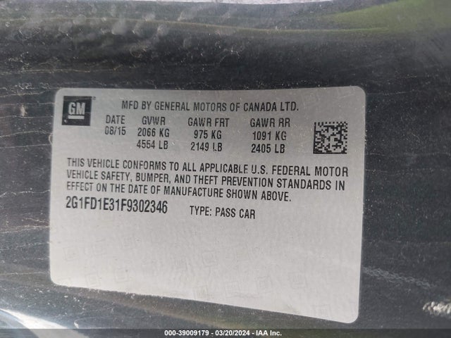 Chevrolet Camaro 1lt 2015 2G1FD1E31F9302346 Image 9