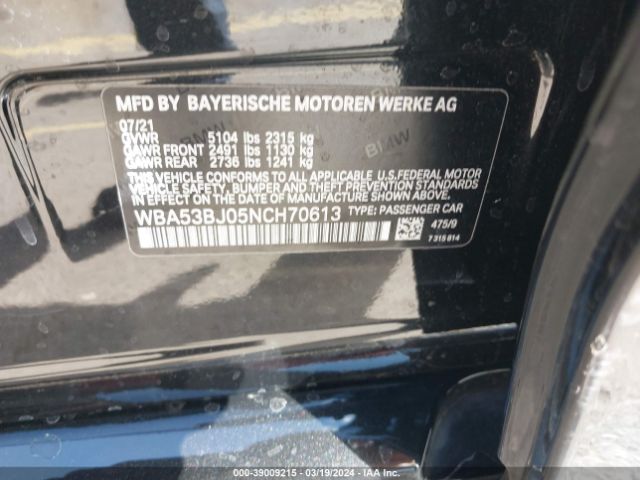 WBA53BJ05NCH70613 BMW 540 I