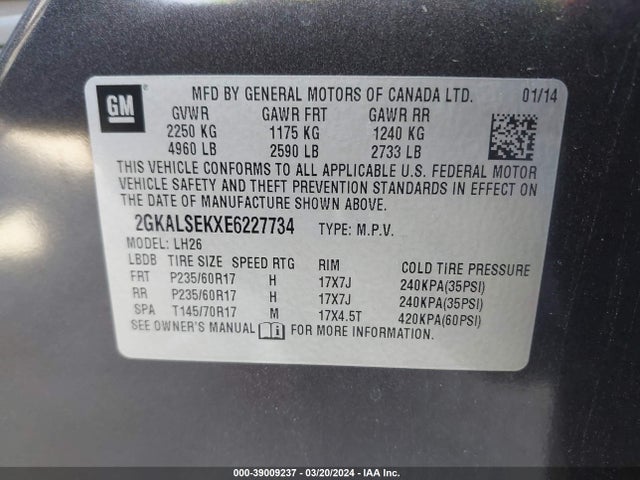 GMC Terrain Slt-1 2014 2GKALSEKXE6227734 Image 9