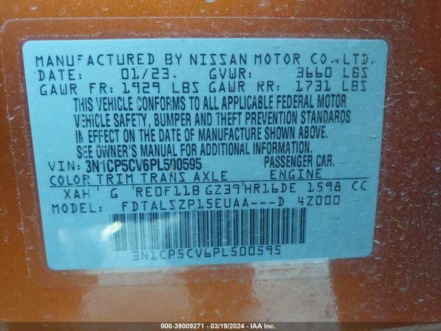 Nissan Kicks Sv Xtronic Cvt 2023 3N1CP5CV6PL500595 Image 9