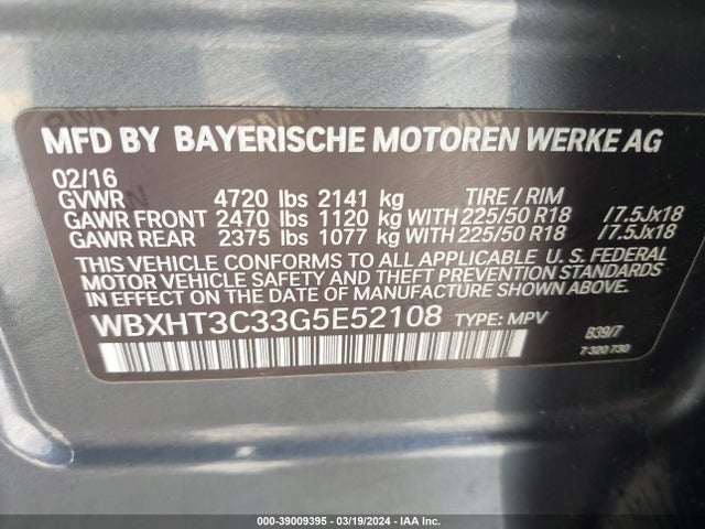 BMW X1 Xdrive28i 2016 WBXHT3C33G5E52108 Image 9