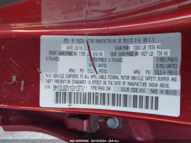 3MYDLBZV1GY137811 Scion IA