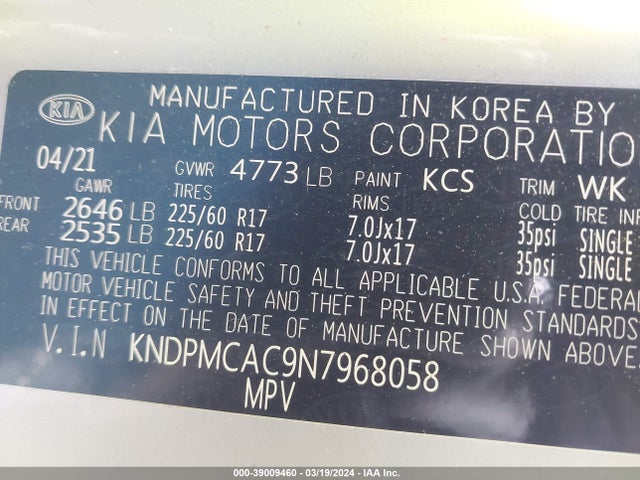 KIA Sportage Lx 2022 KNDPMCAC9N7968058 Image 9