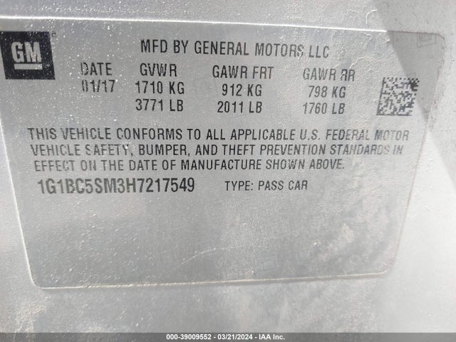 Chevrolet Cruze Ls Auto 2017 1G1BC5SM3H7217549 Image 9