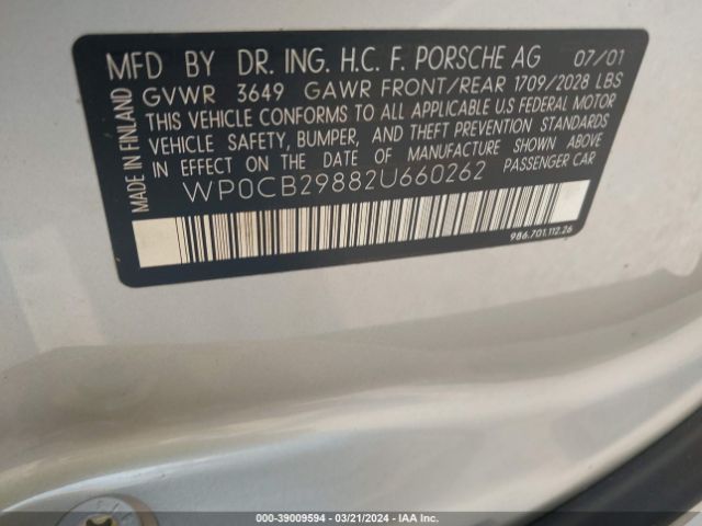 2002 PORSCHE BOXSTER WP0CB29882U660262 Photo 8