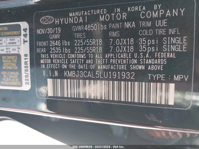 Hyundai Tucson Ultimate 2020 KM8J3CAL5LU191932 Image 9