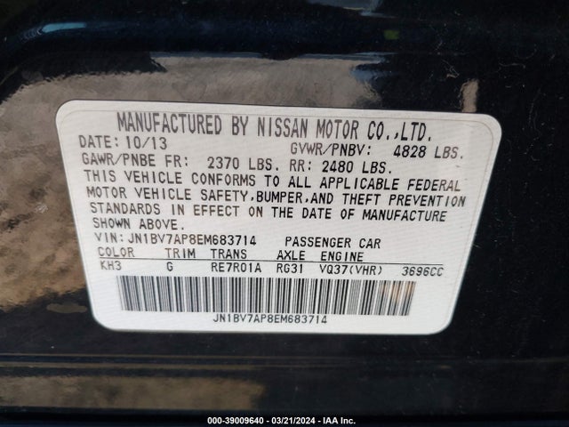 Infiniti Q50 Premium 2014 JN1BV7AP8EM683714 Image 9