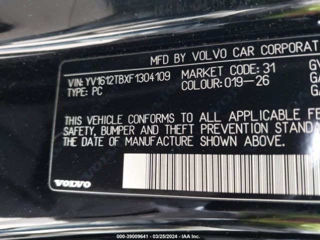 YV1612TBXF1304109 Volvo S60 T5 Premier