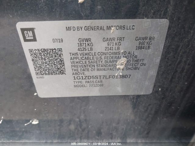 2020 CHEVROLET MALIBU 1G1ZD5ST7LF013807 Photo 8
