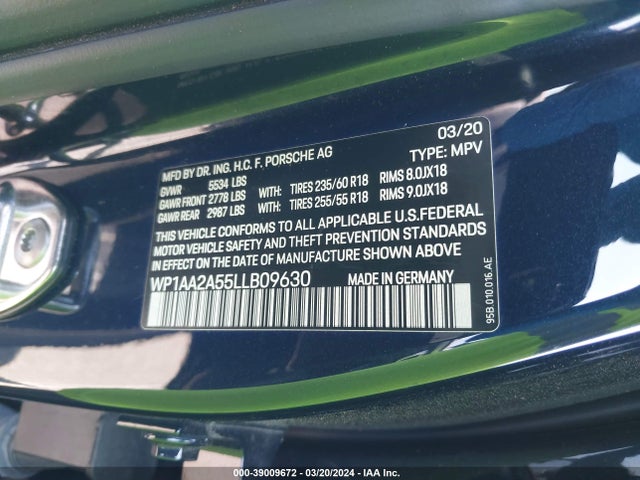 2020 PORSCHE MACAN WP1AA2A55LLB09630 Photo 8