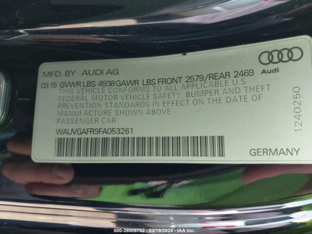 WAUVGAFR9FA053261 Audi S5 3.0t Premium Plus